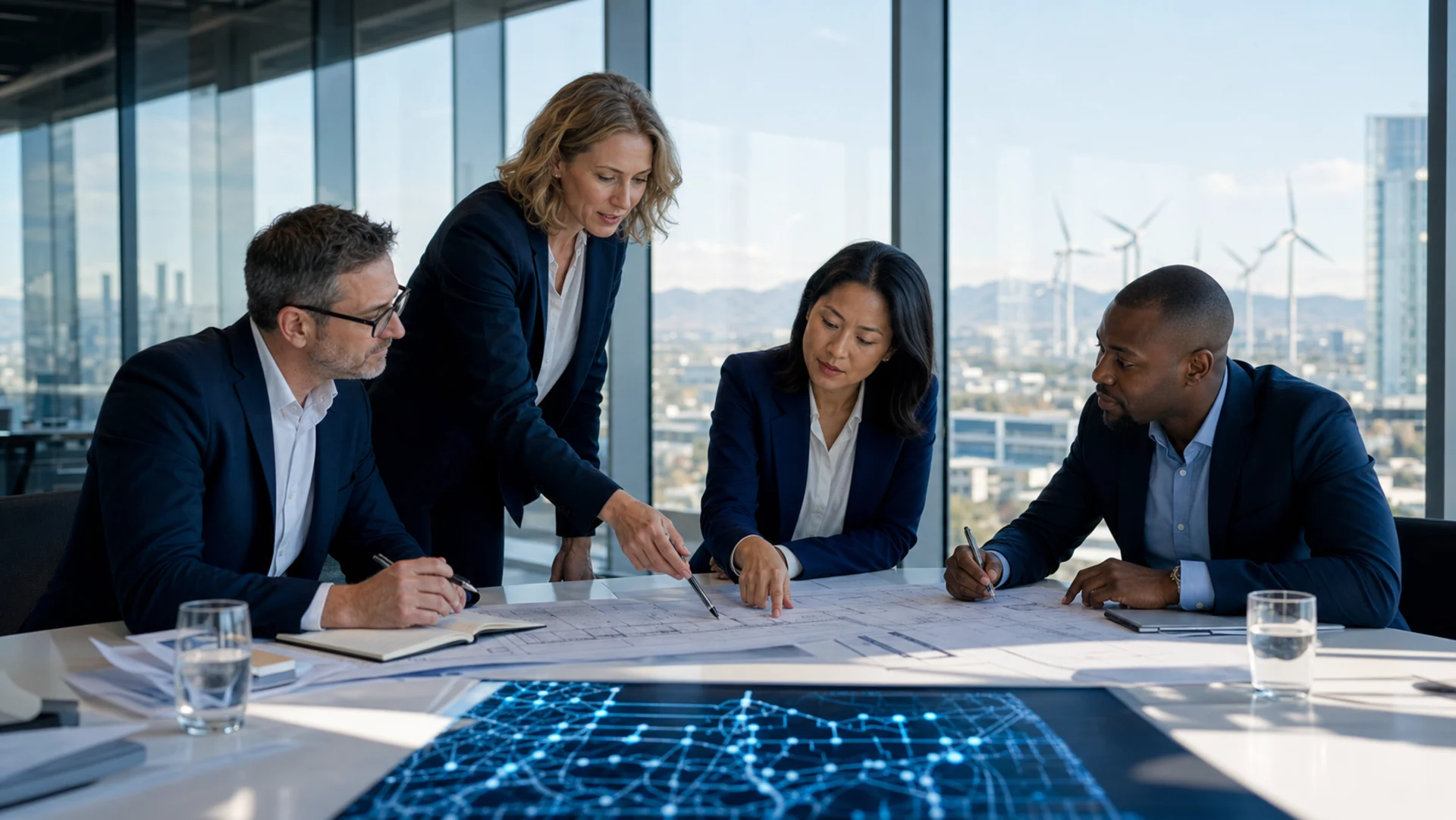 Leaders reviewing a technical hiring plan together